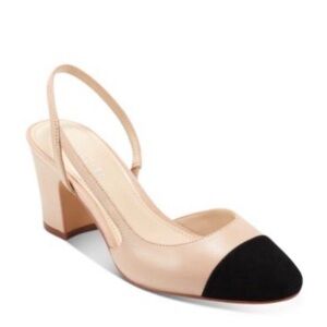 Marc Fisher Nude and Black Slingback Heels